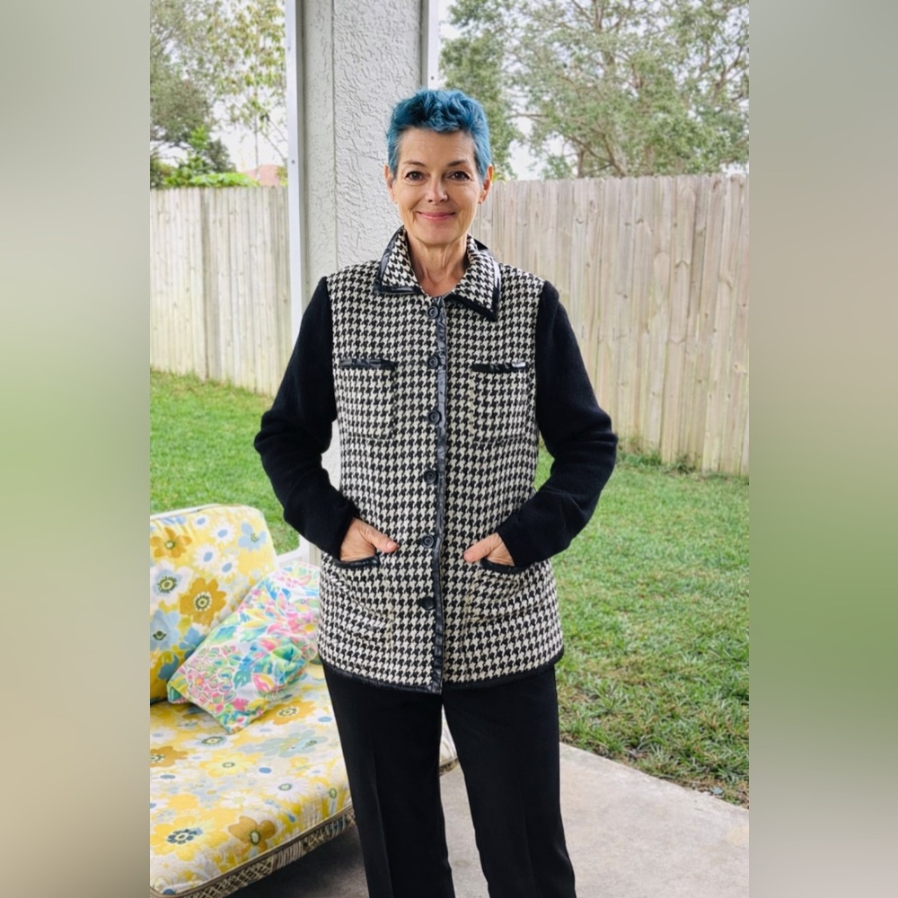 Linea by Louis Dell’ Olio Houndstooth Wool Blend Vintage Jacket, Coat, Women’s S